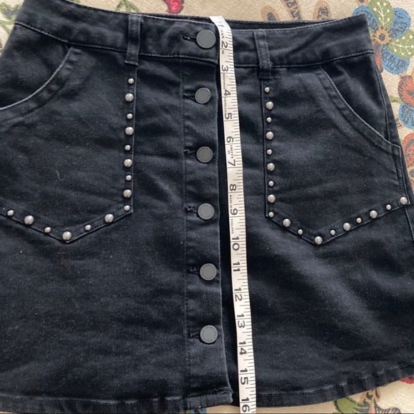 Jolt black denim studded high waist skirt - Picture 10 of 13
